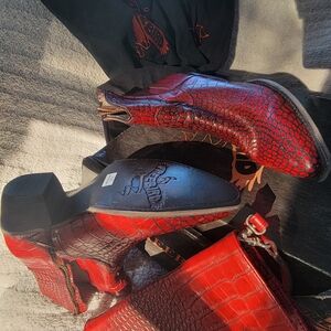 Freebird Red Crocodile Pattern Cowboy Boots